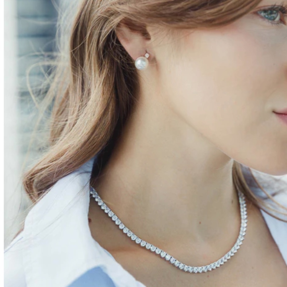 Limlim fashion accessories TWO PRONG TENNIS NECKLACE